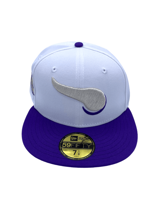 New Era Fitted Hat Minnesota Vikings New Era White/Purple Custom WW Side Patch 59FIFTY Fitted Hat - Men's