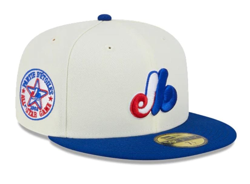 New Era Montreal Expos White Retro 59FIFTY Fitted Hat, White, POLYESTER, Size 7 3/4, Rally House