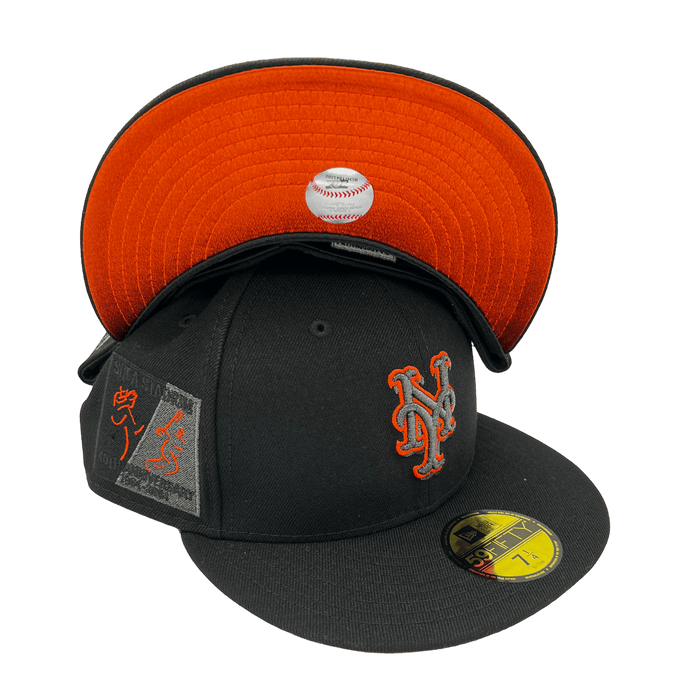 New York Mets New Era Pi Black Metallic Side Patch 59FIFTY Fitted Hat, 7 1/8 / Black