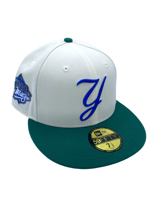 New Era Fitted Hat New York Yankees New Era Chrome/Green Custom Pinky Side Patch 59FIFTY Fitted Hat - Men's