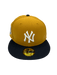 New Era Fitted Hat New York Yankees New Era Tan/Black 1999 Custom Side Patch 59FIFTY Fitted Hat