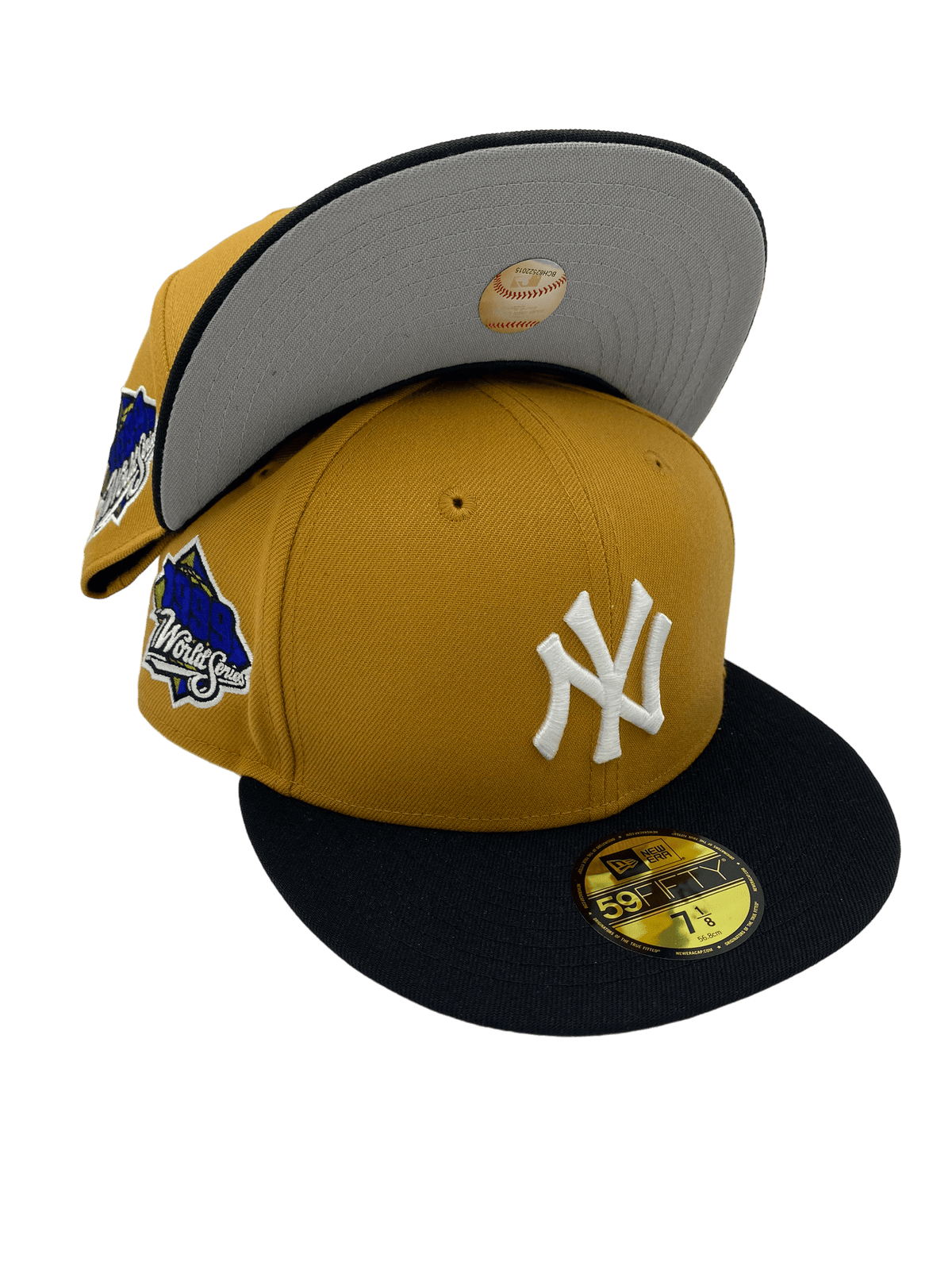 New York Yankees New Era Tan/Black 1999 Custom Side Patch 59FIFTY Fitted Hat, 7 7/8 / Tan