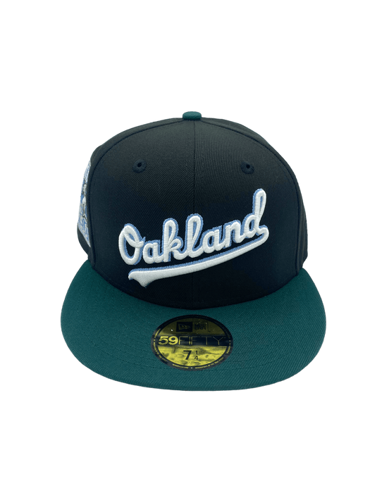 New Era Fitted Hat Oakland Athletics New Era Black/Green Frozen in Time Custom Side Patch 59FIFTY Fitted Hat - Men's