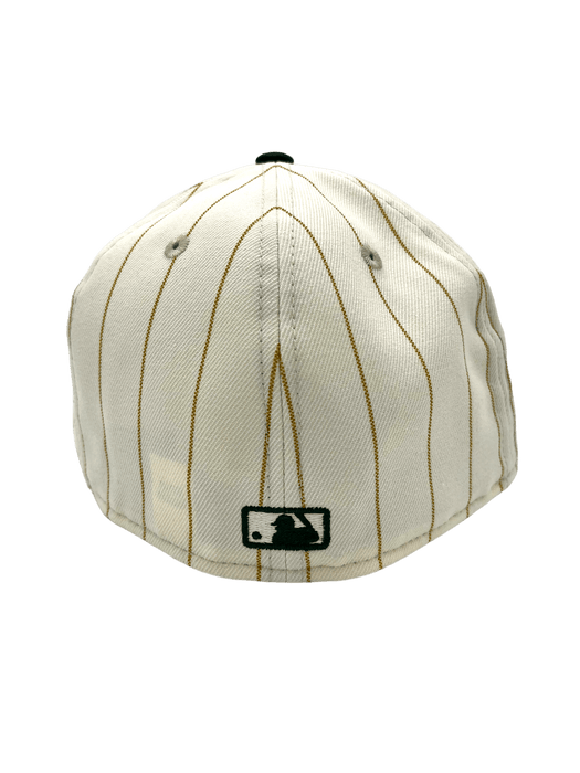 New Era Fitted Hat Oakland Athletics New Era Chrome Historic Pinstripe Side Patch 59FIFTY Fitted Hat - Men's