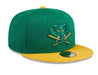 New Era Fitted Hat Oakland Athletics New Era Green/Gold 2024 Batting Practice Custom 59FIFTY Fitted Hat - Men's