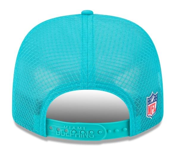 Adult Miami Dolphins New Era Aqua 2025 NFL Sideline 9SEVENTY Adjustable Trucker Hat - Men's