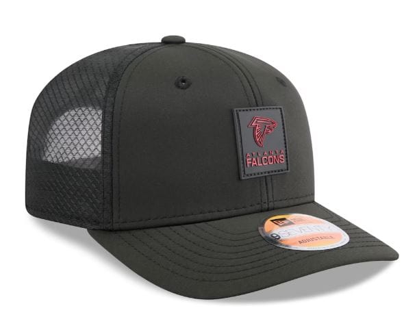 Adult Atlanta Falcons New Era Black 2025 NFL Sideline 9SEVENTY Adjustable Trucker Hat - Men's