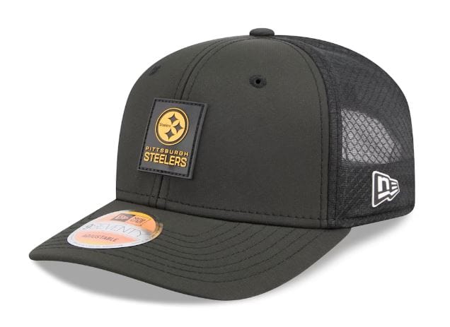 Adult Pittsburgh Steelers New Era Black 2025 NFL Sideline 9SEVENTY Adjustable Trucker Hat - Men's