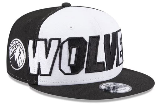 New Era Fitted Hat OSFM / Black/White Minnesota Timberwolves New Era Black/White Back Half Side Patch 9FIFTY Snapback Hat