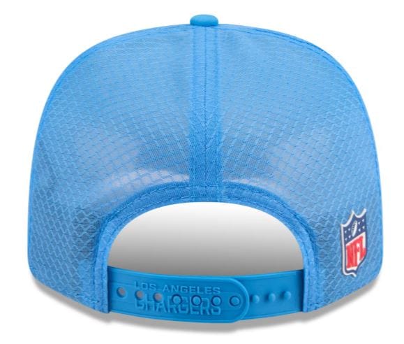 Adult Los Angeles Chargers New Era Blue 2025 NFL Sideline 9SEVENTY Adjustable Trucker Hat - Men's