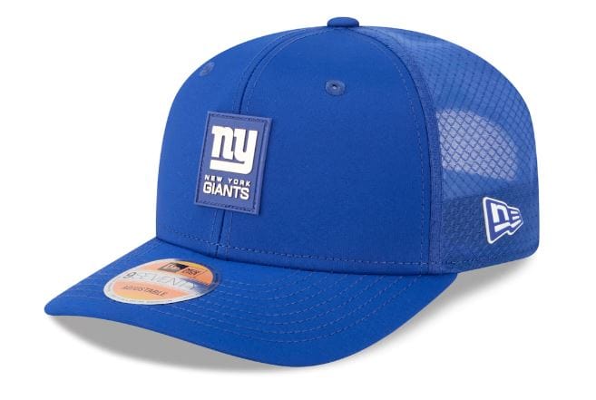 Adult New York Giants New Era Blue 2025 NFL Sideline 9SEVENTY Adjustable Trucker Hat - Men's