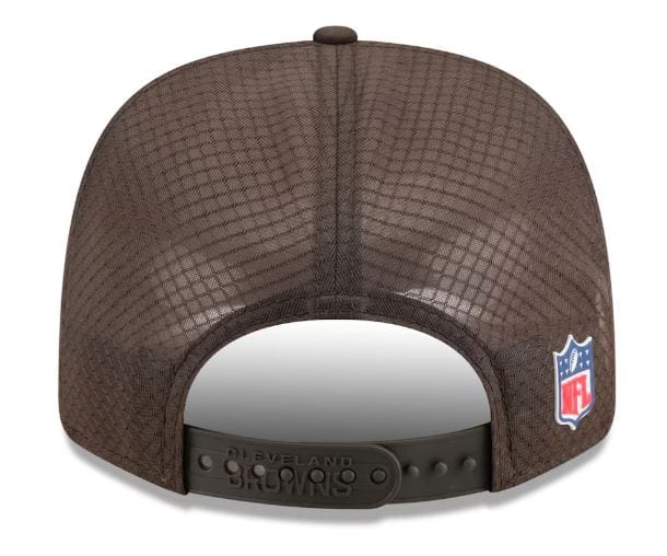 Adult Cleveland Browns New Era Brown 2025 NFL Sideline 9SEVENTY Adjustable Trucker Hat - Men's