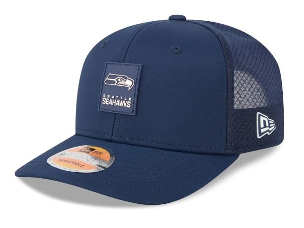 Adult Seattle Seahawks New Era Navy 2025 NFL Sideline 9SEVENTY Adjustable Trucker Hat - Men's