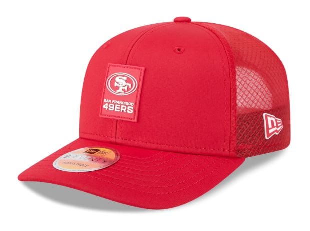 Adult San Francisco 49ers New Era Red 2025 NFL Sideline 9SEVENTY Adjustable Trucker Hat - Men's