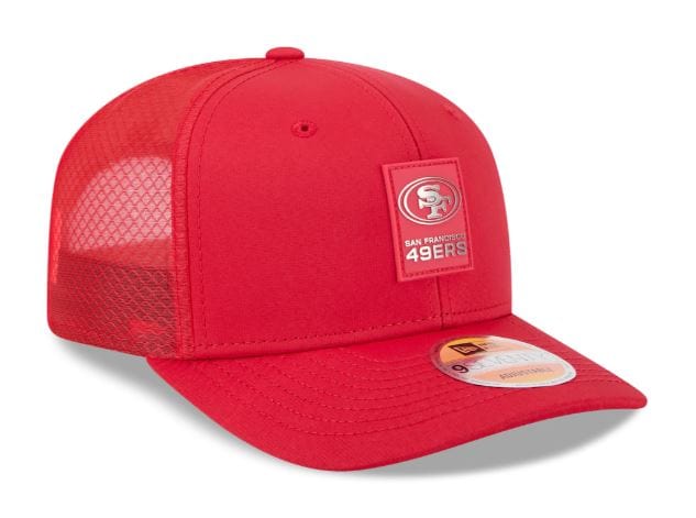 Adult San Francisco 49ers New Era Red 2025 NFL Sideline 9SEVENTY Adjustable Trucker Hat - Men's