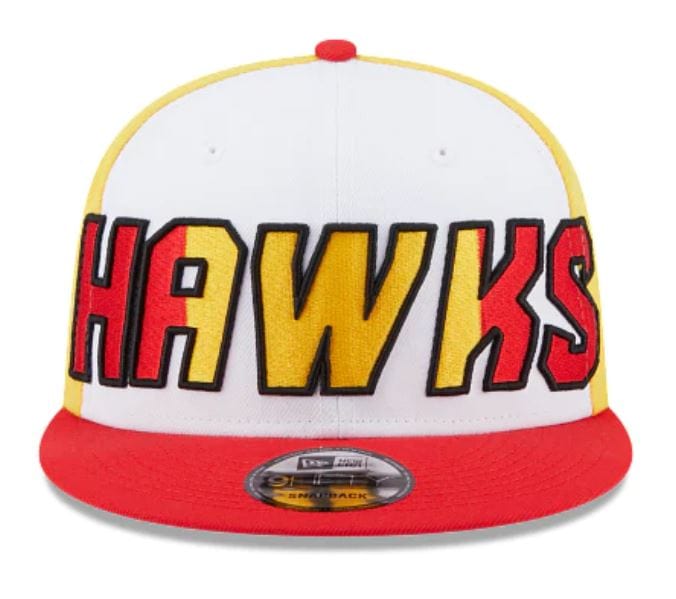 New Era Fitted Hat OSFM / White Atlanta Hawks New Era White Back Half Side Patch 9FIFTY Snapback Hat