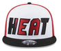 New Era Fitted Hat OSFM / White Miami Heat New Era White Back Half Side Patch 9FIFTY Snapback Hat