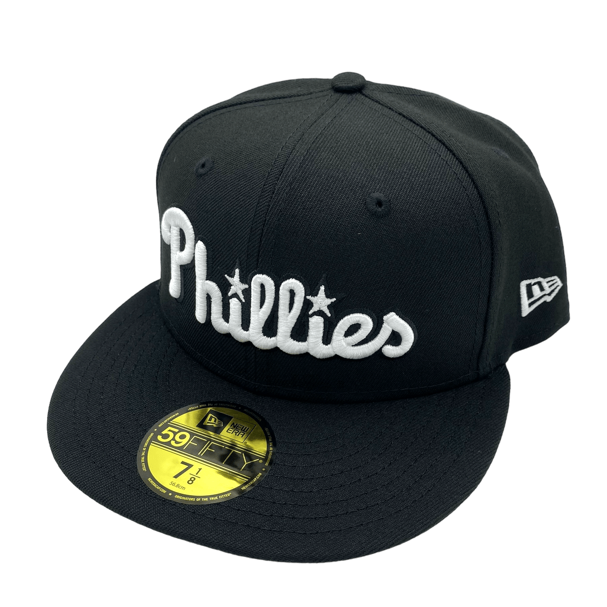 Script Pokes Hat Adult Philadelphia Phillies New Era Black/White Scripts 59FIFTY Fitted ...