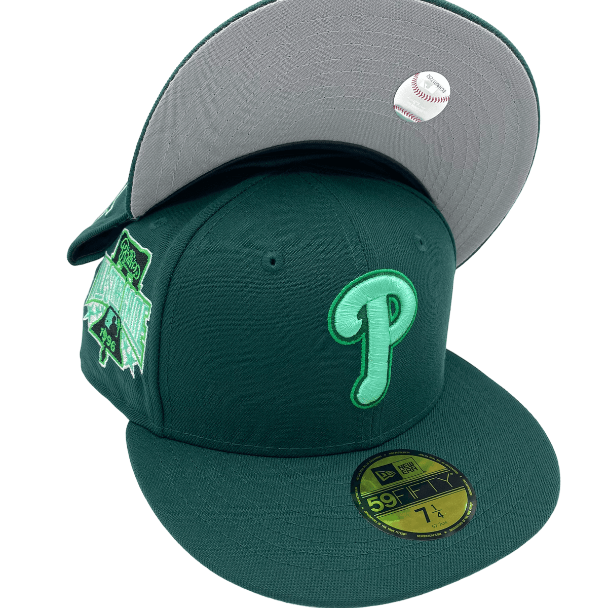 Philadelphia Phillies New Era Green Custom Side Patch 59FIFTY Fitted Hat, 7 1/4 / Green