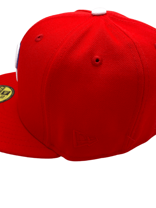 New Era Fitted Hat Philadelphia Phillies New Era Red Custom Combo Side Patch 59FIFTY Fitted Hat - Men's