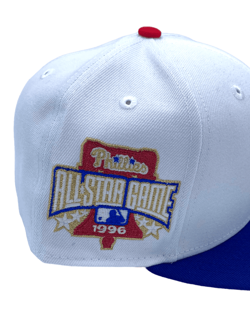 New Era Fitted Hat Philadelphia Phillies New Era White/Blue R4 Custom Side Patch 59FIFTY Fitted Hat - Men's