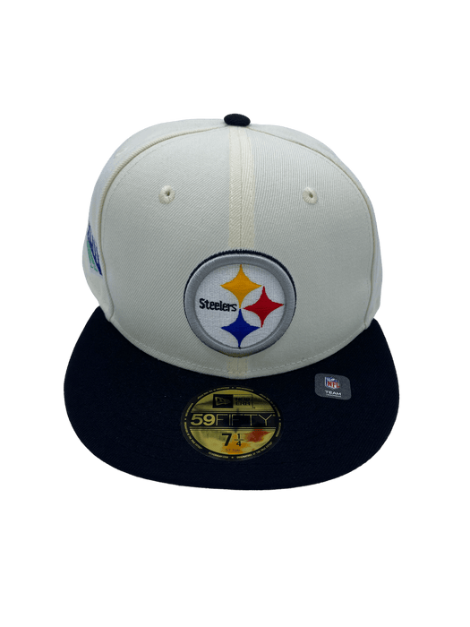 New Era Fitted Hat Pittsburgh Steelers New Era Off White Retro Side Patch 59FIFTY Fitted Hat