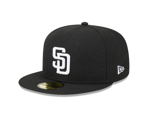 New Era Fitted Hat San Diego Padres New Era Black and White Side Patch 59FIFTY Fitted Hat - Men's