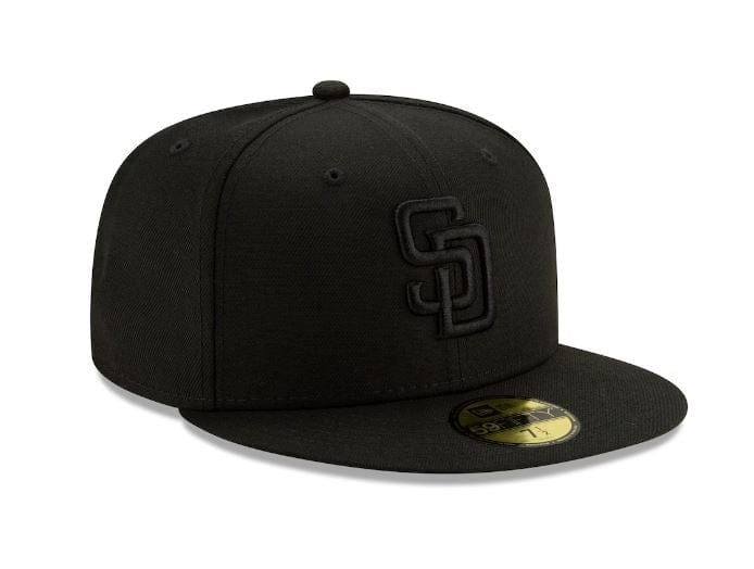 New Era Fitted Hat San Diego Padres New Era Black on Black Collection 59FIFTY Fitted Hat