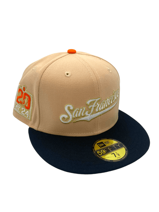 New Era Fitted Hat San Francisco Giants New Era Tan/Black Mr. 24 Custom Side Patch 59FIFTY Fitted Hat - Men's