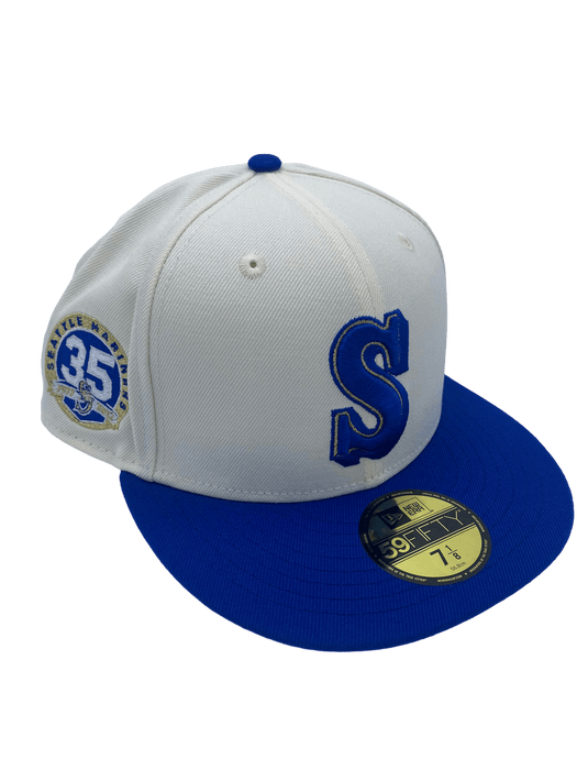 Seattle Mariners Hat Cap New Era Size 7 1/8 Fitted Blue M Logo On Field  59Fifty