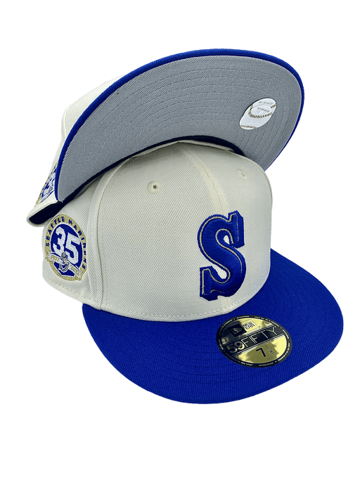New Era Fitted Hat Seattle Mariners New Era Cream Custom Timeless Collection Side Patch 59FIFTY Fitted Hat