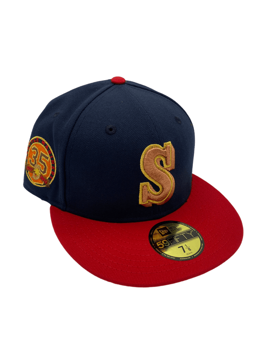 New Era Fitted Hat Seattle Mariners New Era Navy/Red Custom VP 1.0 Side Patch 59FIFTY Fitted Hat