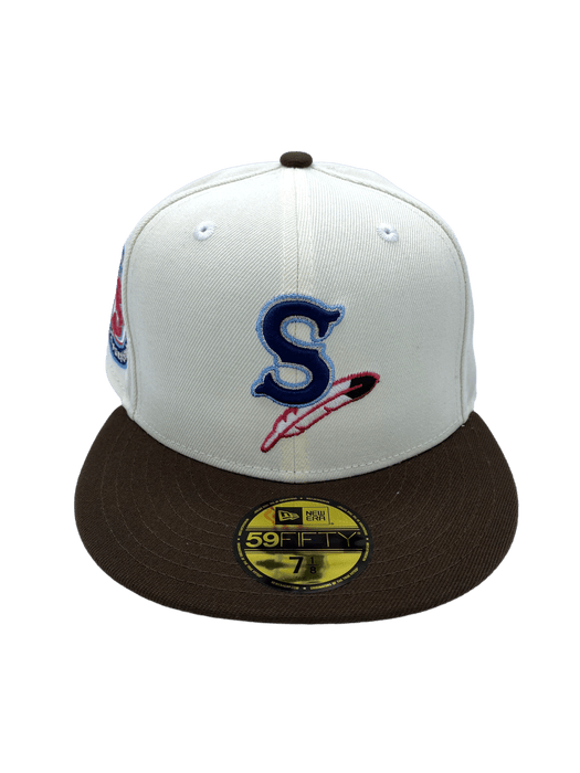 New Era Fitted Hat Spokane Indians New Era Chrome/Brown Custom 59FIFTY Fitted Hat - Men's