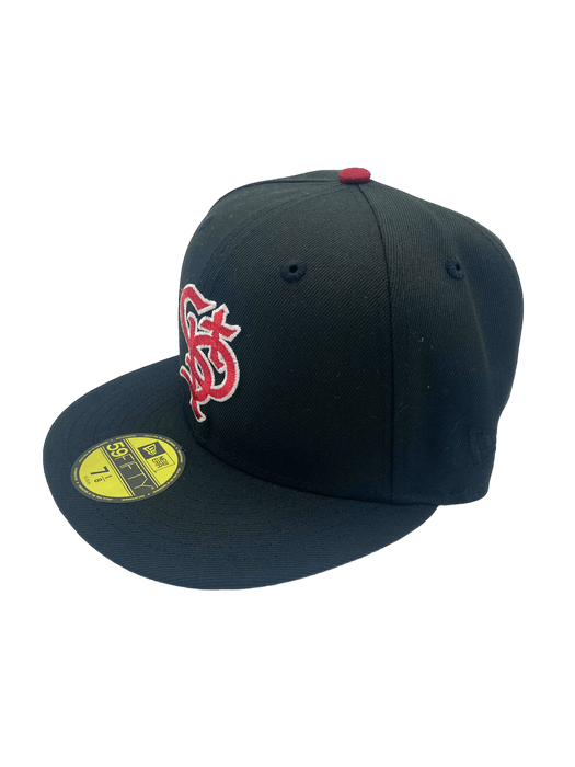New Era Fitted Hat St. Paul Saints New Era Black Custom The Pipeline Side Patch 59FIFTY Fitted Hat