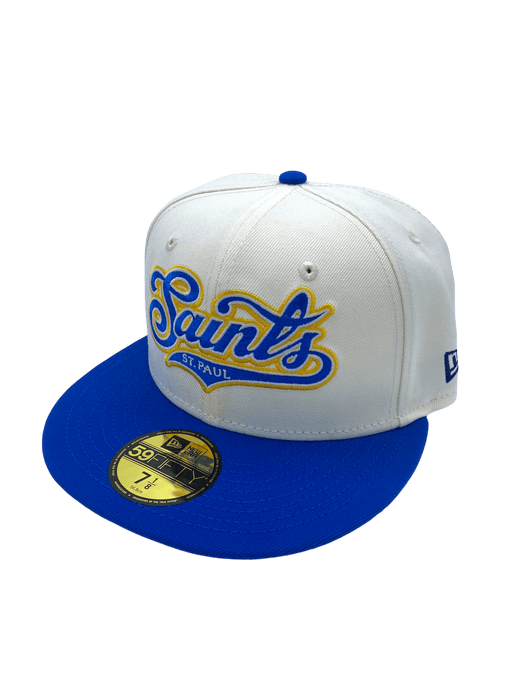 New Era Fitted Hat St. Paul Saints New Era Chrome/Blue Script Custom 59FIFTY Fitted Hat - Men's