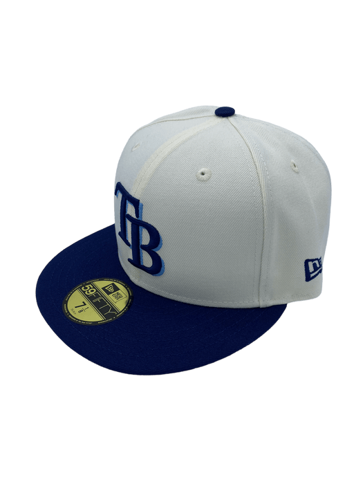 New Era Fitted Hat Tampa Bay Rays New Era Off White Retro Side Patch 59FIFTY Fitted Hat