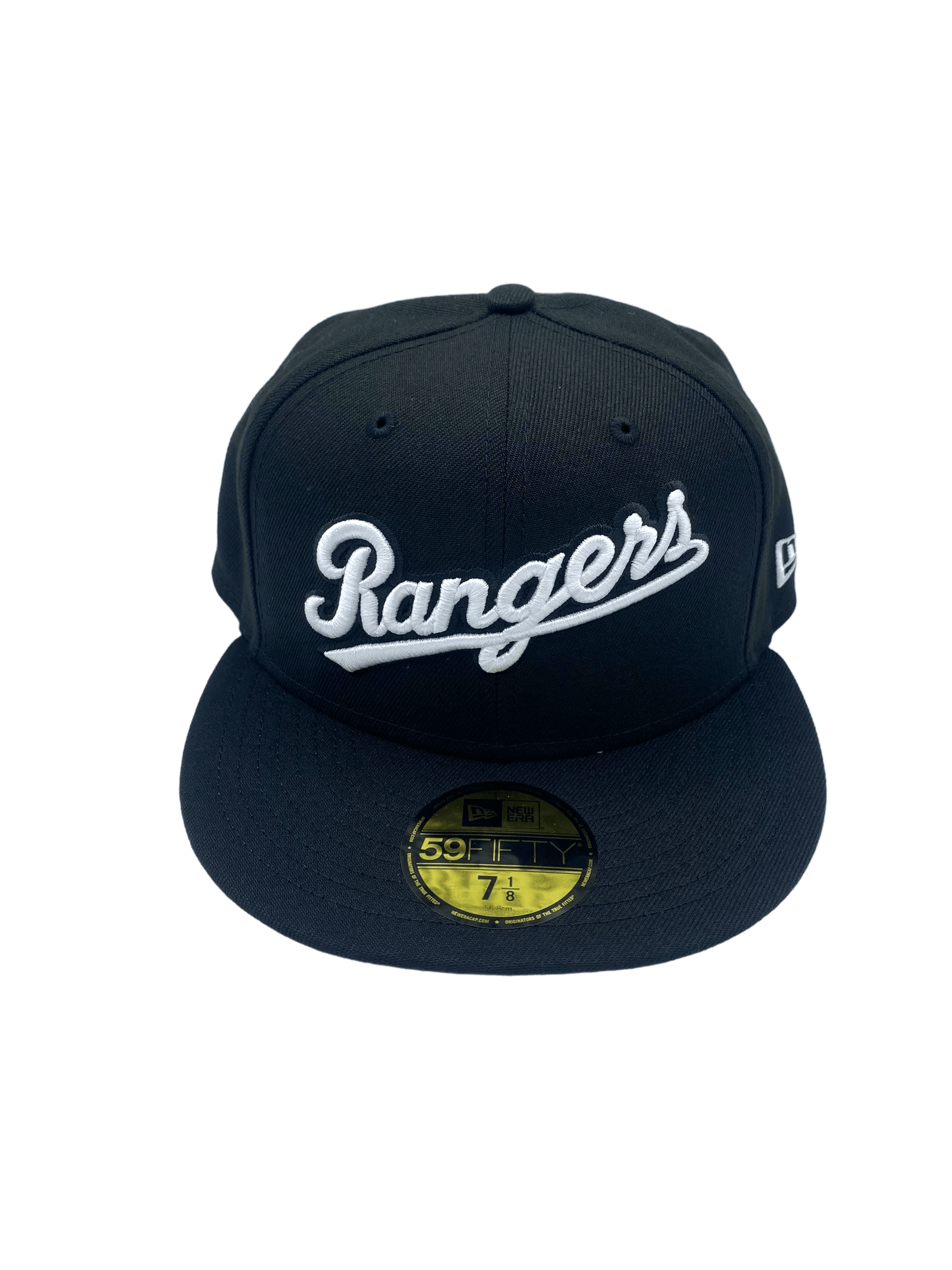 Texas Rangers New Era Black/White Scripts 59FIFTY Fitted Hat - Men's ...