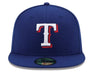 New Era Fitted Hat Texas Rangers New Era Blue Home Authentic Collection On-Field 59FIFTY Fitted Hat