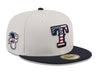 New Era Fitted Hat Texas Rangers New Era Khaki/Black 2024 July 4th Official On Field Side Patch 59FIFTY Fitted Hat