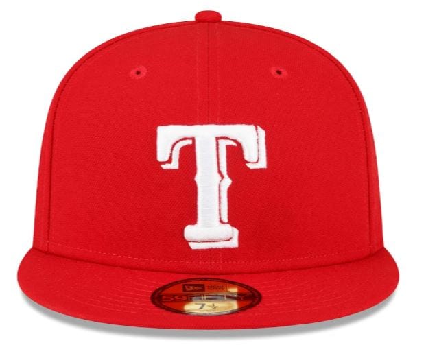 Texas Rangers New Era Red/White Side Patch 59FIFTY Fitted Hat, 7 5/8 / Red