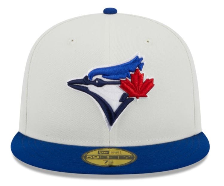 New Era Fitted Hat Toronto Blue Jays New Era Off White Retro Side Patch 59FIFTY Fitted Hat