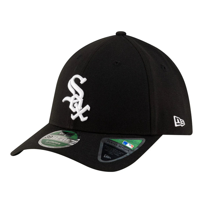 New Era Flex Fit Hat Adult Chicago White Sox New Era Black Player Replica 39THIRTY M-Crown Flex Hat - Men's