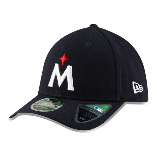 New Era Flex Fit Hat Adult Minnesota Twins New Era Road M Logo Player Replica 39THIRTY M-Crown Flex Hat - Men's