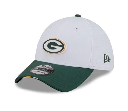 Adult Green Bay Packers New Era 2025 White NFL Training Camp 39THIRTY Flex Fit Hat - Men's
