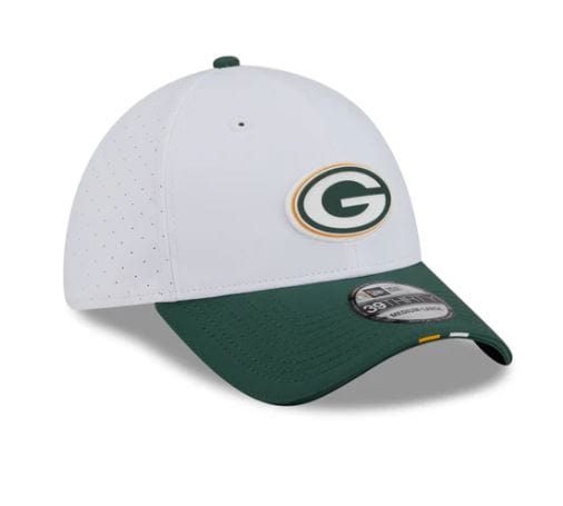 Adult Green Bay Packers New Era 2025 White NFL Training Camp 39THIRTY Flex Fit Hat - Men's