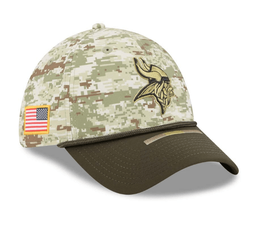 New Era Flex Hat Adult Minnesota Vikings New Era Camo 2025 NFL Salute to Service 39THIRTY Flex Fit Hat - Men's