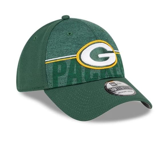 New Era Flex Hat Green Bay Packers New Era 2023 NFL Training Camp Green 39THIRTY Flex Fit Hat