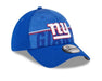 New Era Flex Hat New York Giants New Era 2023 NFL Training Camp Blue 39THIRTY Flex Fit Hat
