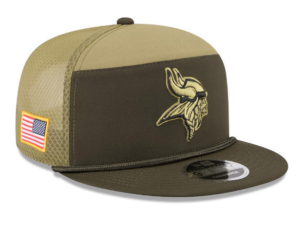 Adult Minnesota Vikings New Era 2025 Dark Green NFL Salute to Service Split Panel 9FIFTY Snapback Hat - Men's
