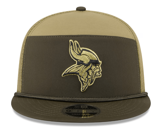Adult Minnesota Vikings New Era 2025 Dark Green NFL Salute to Service Split Panel 9FIFTY Snapback Hat - Men's